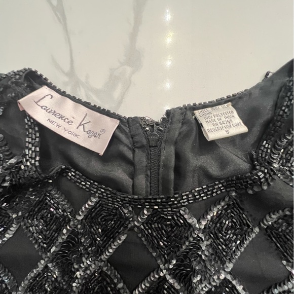 Vintage Laurence Kazar Womens Beaded Cocktail Dress Black Lined size small - Picture 6 of 12